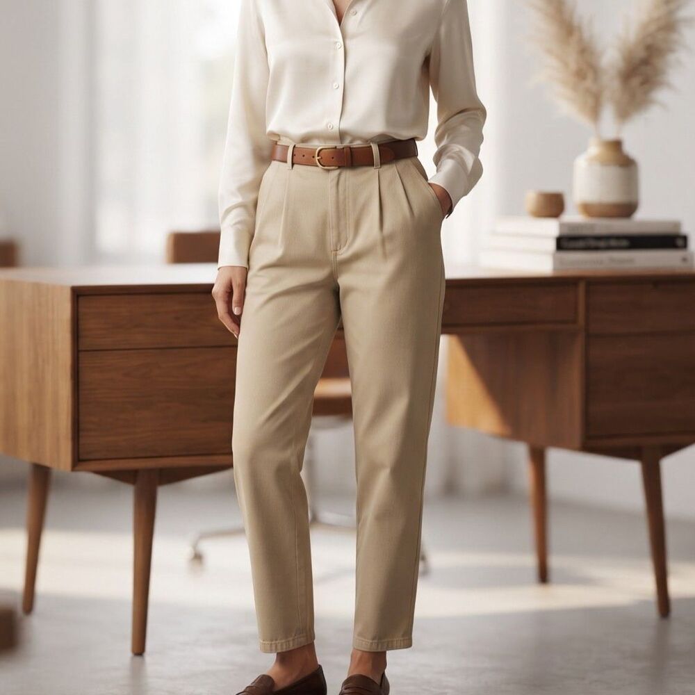 Pendleton Size 6 Khaki High Rise Pleated Tapered Pants Normcore Capsule Wardrobe